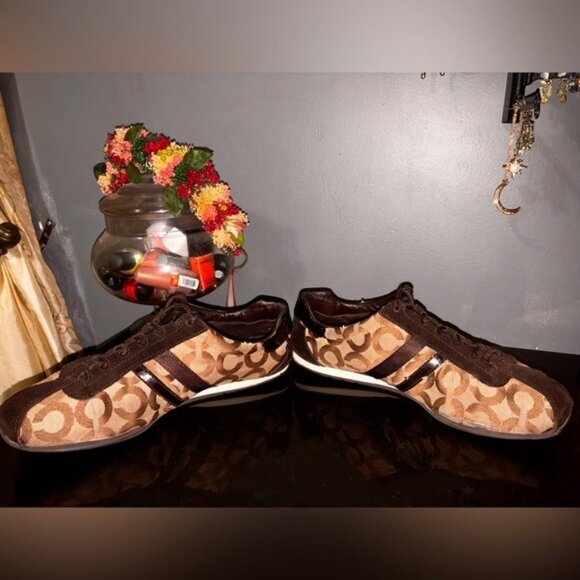 Coach Kathleen Tan and Brown Monogram Sneakers - Picture 2 of 6